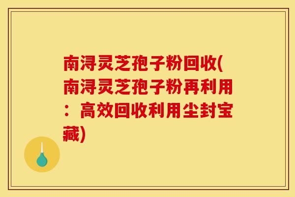 南浔灵芝孢子粉回收(南浔灵芝孢子粉再利用:高效回收利用尘封宝藏)