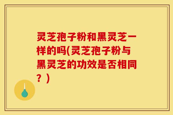 灵芝孢子粉和黑灵芝一样的吗(灵芝孢子粉与黑灵芝的功效是否相同？)