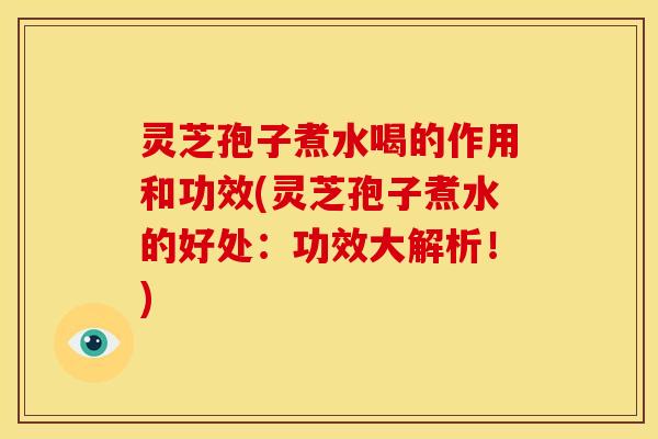 灵芝孢子煮水喝的作用和功效(灵芝孢子煮水的好处：功效大解析！)
