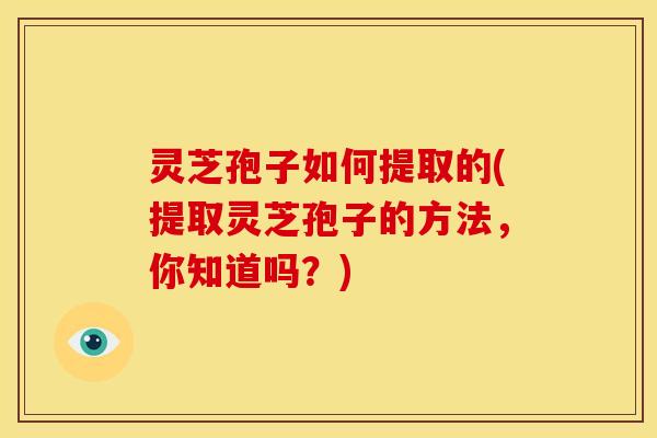 灵芝孢子如何提取的(提取灵芝孢子的方法,你知道吗?)