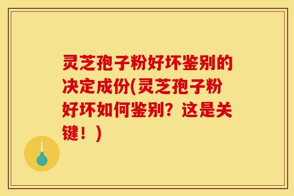 灵芝孢子粉好坏鉴别的决定成份(灵芝孢子粉好坏如何鉴别?这是关键!)