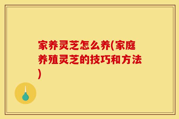 家养灵芝怎么养(家庭养殖灵芝的技巧和方法)