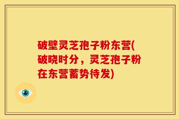 破壁灵芝孢子粉东营(破晓时分,灵芝孢子粉在东营蓄势待发)