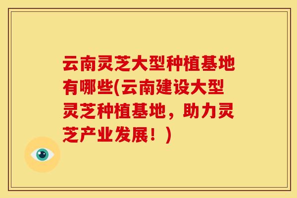 云南灵芝大型种植基地有哪些(云南建设大型灵芝种植基地，助力灵芝产业发展！)