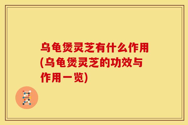 乌龟煲灵芝有什么作用(乌龟煲灵芝的功效与作用一览)