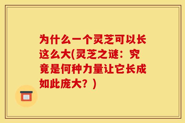 为什么一个灵芝可以长这么大(灵芝之谜:究竟是何种力量让它长成如此庞大?)