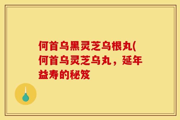 何首乌黑灵芝乌根丸(何首乌灵芝乌丸,延年益寿的秘笈