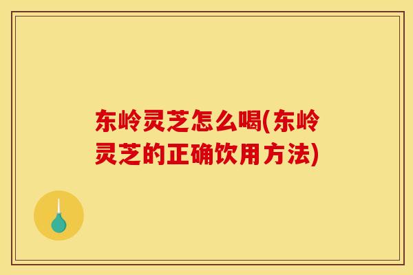 东岭灵芝怎么喝(东岭灵芝的正确饮用方法)