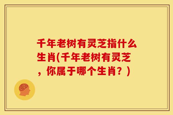 千年老树有灵芝指什么生肖(千年老树有灵芝，你属于哪个生肖？)