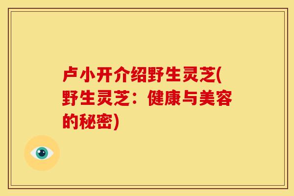 卢小开介绍野生灵芝(野生灵芝：健康与美容的秘密)