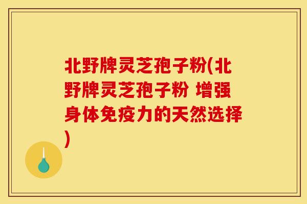 北野牌灵芝孢子粉(北野牌灵芝孢子粉 增强身体免疫力的天然选择)