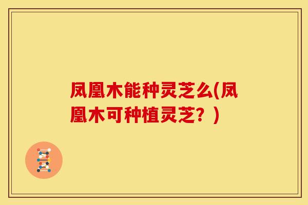 凤凰木能种灵芝么(凤凰木可种植灵芝？)