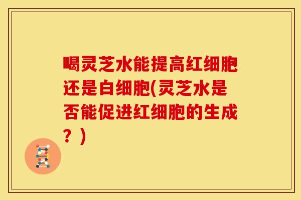 喝灵芝水能提高红细胞还是白细胞(灵芝水是否能促进红细胞的生成?)
