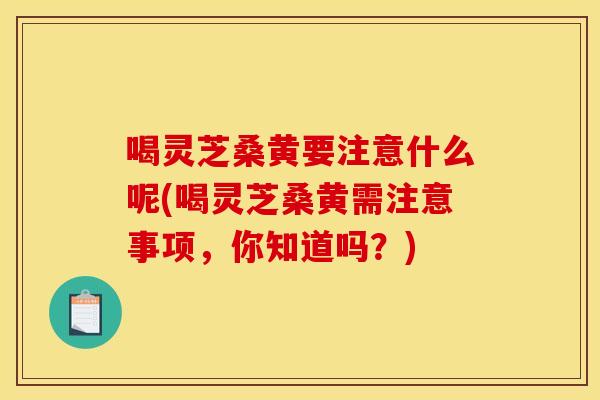 喝灵芝桑黄要注意什么呢(喝灵芝桑黄需注意事项,你知道吗?)