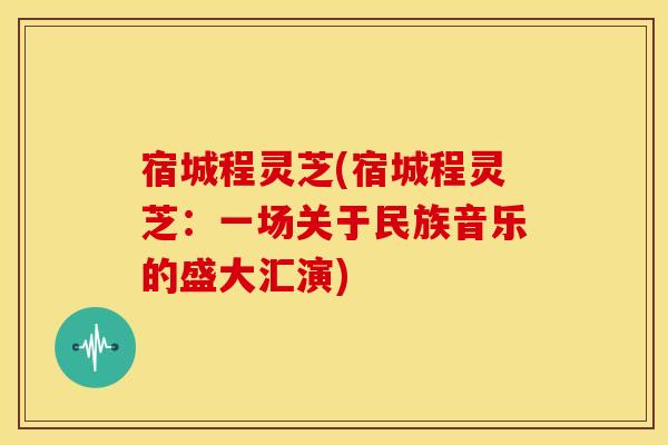 宿城程灵芝(宿城程灵芝：一场关于民族音乐的盛大汇演)