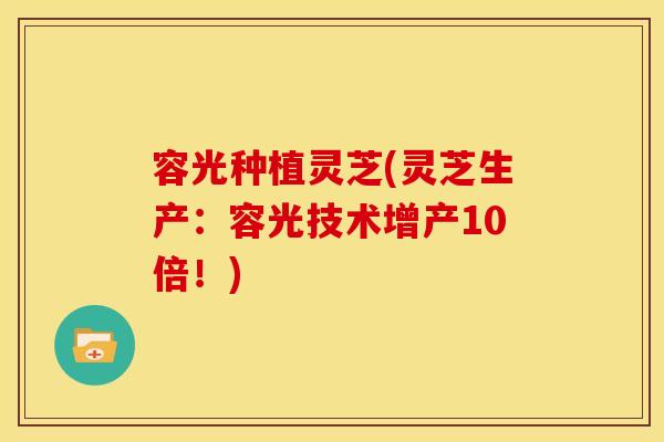 容光种植灵芝(灵芝生产:容光技术增产10倍!)