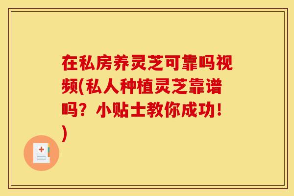 在私房养灵芝可靠吗视频(私人种植灵芝靠谱吗？小贴士教你成功！)
