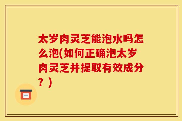 太岁肉灵芝能泡水吗怎么泡(如何正确泡太岁肉灵芝并提取有效成分?)