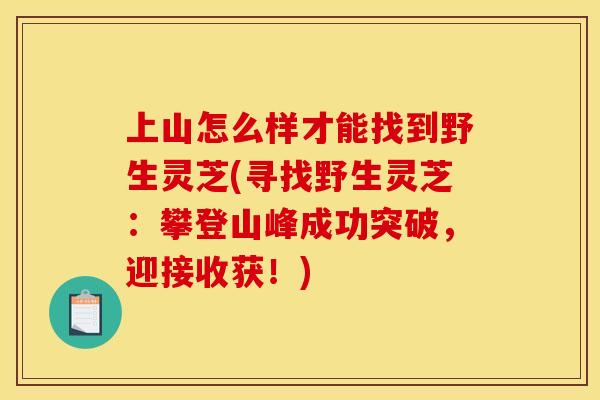 上山怎么样才能找到野生灵芝(寻找野生灵芝:攀登山峰成功突破,迎接收获!)