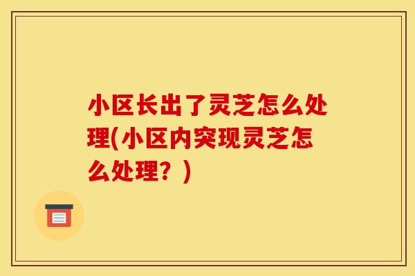 小区长出了灵芝怎么处理(小区内突现灵芝怎么处理?)