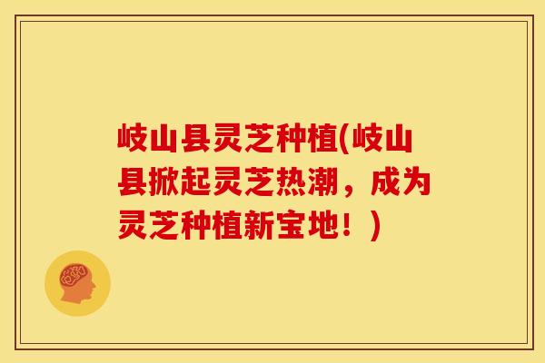 岐山县灵芝种植(岐山县掀起灵芝热潮,成为灵芝种植新宝地!)