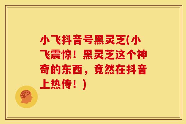 小飞抖音号黑灵芝(小飞震惊!黑灵芝这个神奇的东西,竟然在抖音上热传!)