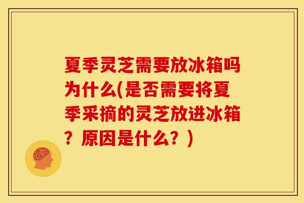 夏季灵芝需要放冰箱吗为什么(是否需要将夏季采摘的灵芝放进冰箱？原因是什么？)