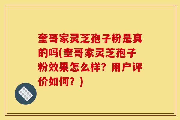 奎哥家灵芝孢子粉是真的吗(奎哥家灵芝孢子粉效果怎么样?用户评价如何?)