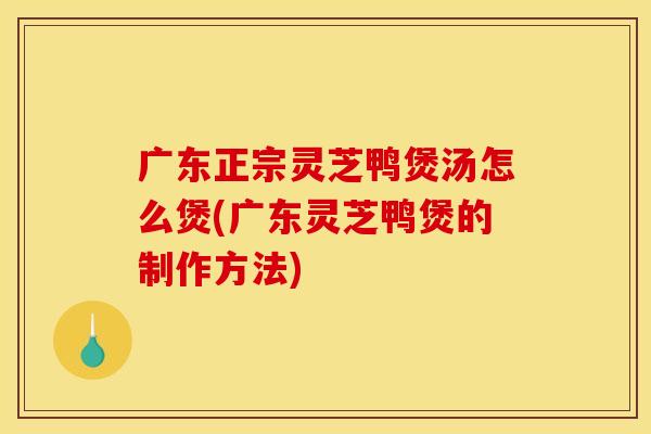 广东正宗灵芝鸭煲汤怎么煲(广东灵芝鸭煲的制作方法)
