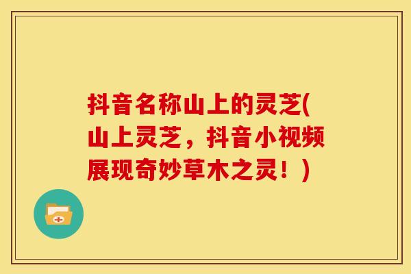 抖音名称山上的灵芝(山上灵芝，抖音小视频展现奇妙草木之灵！)