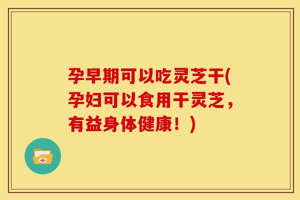 孕早期可以吃灵芝干(孕妇可以食用干灵芝,有益身体健康!)