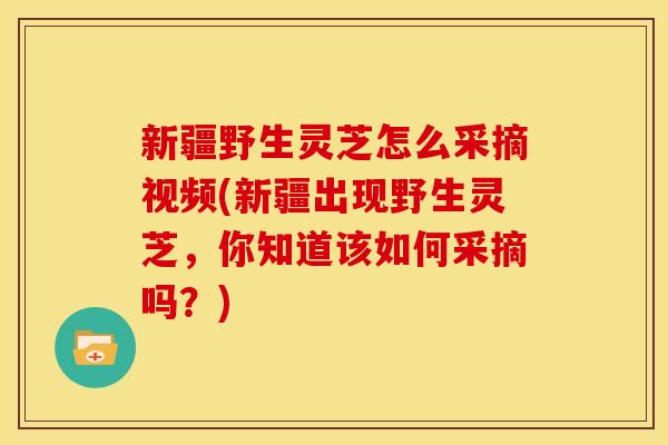 新疆野生灵芝怎么采摘视频(新疆出现野生灵芝,你知道该如何采摘吗?)