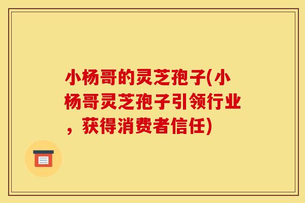 小杨哥的灵芝孢子(小杨哥灵芝孢子引领行业，获得消费者信任)