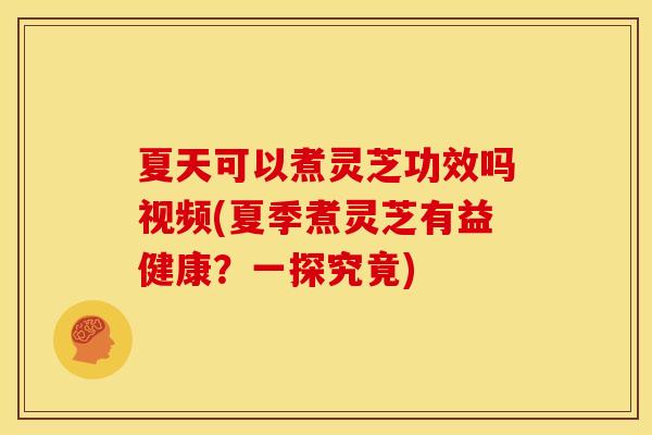 夏天可以煮灵芝功效吗视频(夏季煮灵芝有益健康?一探究竟)