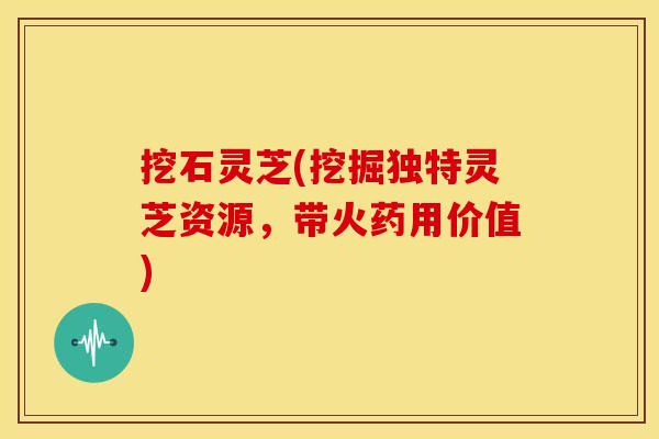 挖石灵芝(挖掘独特灵芝资源，带火药用价值)