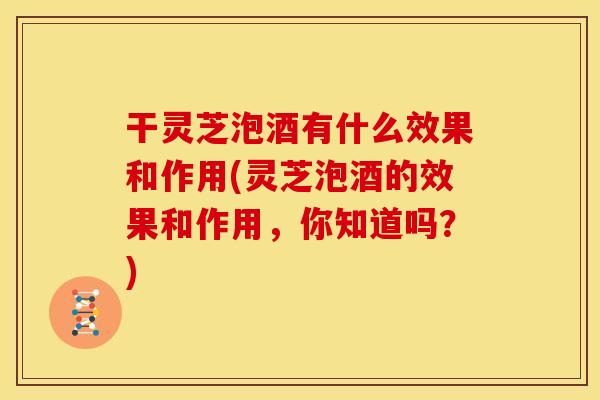 干灵芝泡酒有什么效果和作用(灵芝泡酒的效果和作用,你知道吗?)