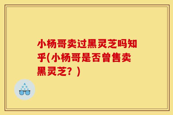 小杨哥卖过黑灵芝吗知乎(小杨哥是否曾售卖黑灵芝?)
