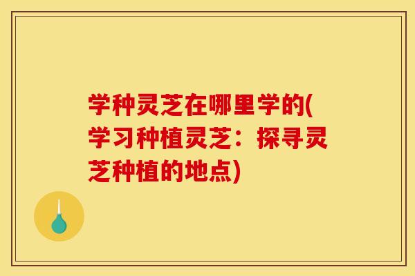 学种灵芝在哪里学的(学习种植灵芝：探寻灵芝种植的地点)