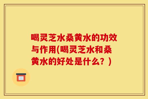 喝灵芝水桑黄水的功效与作用(喝灵芝水和桑黄水的好处是什么?)