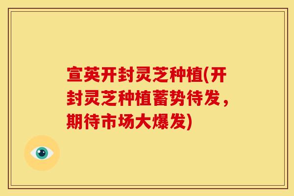 宣英开封灵芝种植(开封灵芝种植蓄势待发,期待市场大爆发)