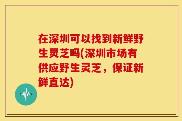在深圳可以找到新鲜野生灵芝吗(深圳市场有供应野生灵芝,保证新鲜直达)