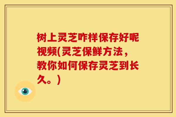 树上灵芝咋样保存好呢视频(灵芝保鲜方法,教你如何保存灵芝到长久。)