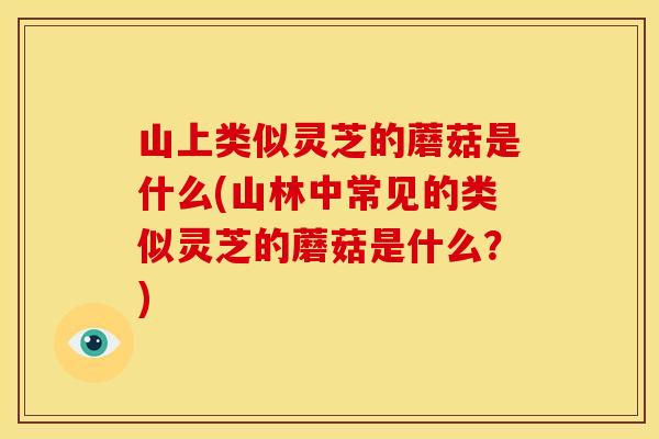 山上类似灵芝的蘑菇是什么(山林中常见的类似灵芝的蘑菇是什么？)