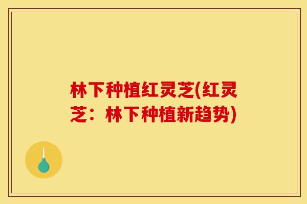 林下种植红灵芝(红灵芝:林下种植新趋势)