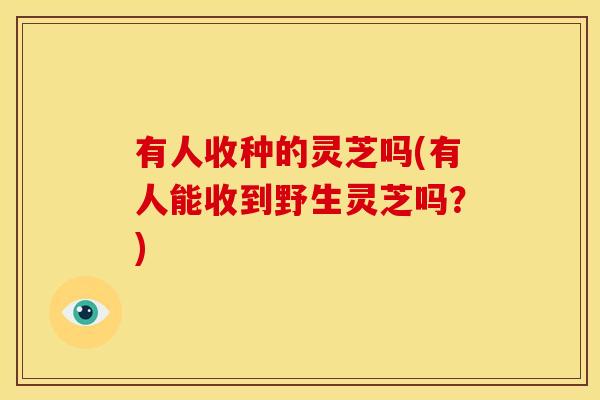 有人收种的灵芝吗(有人能收到野生灵芝吗?)