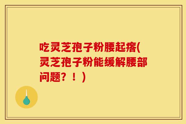 吃灵芝孢子粉腰起瘩(灵芝孢子粉能缓解腰部问题？！)