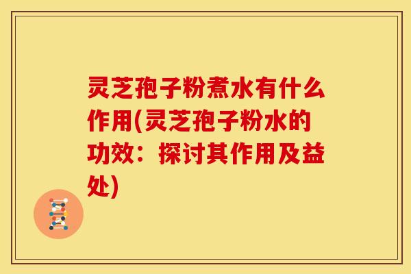 灵芝孢子粉煮水有什么作用(灵芝孢子粉水的功效:探讨其作用及益处)