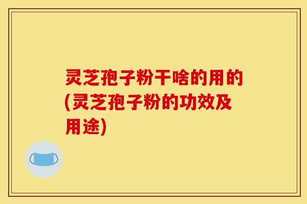 灵芝孢子粉干啥的用的(灵芝孢子粉的功效及用途)