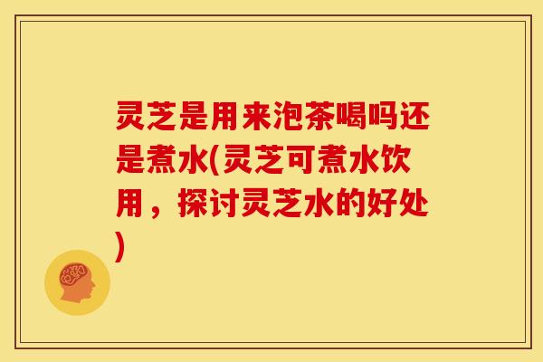 灵芝是用来泡茶喝吗还是煮水(灵芝可煮水饮用，探讨灵芝水的好处)