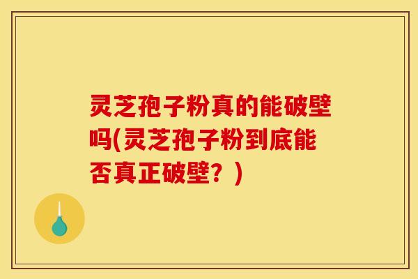 灵芝孢子粉真的能破壁吗(灵芝孢子粉到底能否真正破壁？)